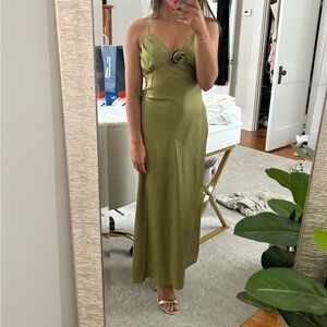 Flower Satin Midi Dress